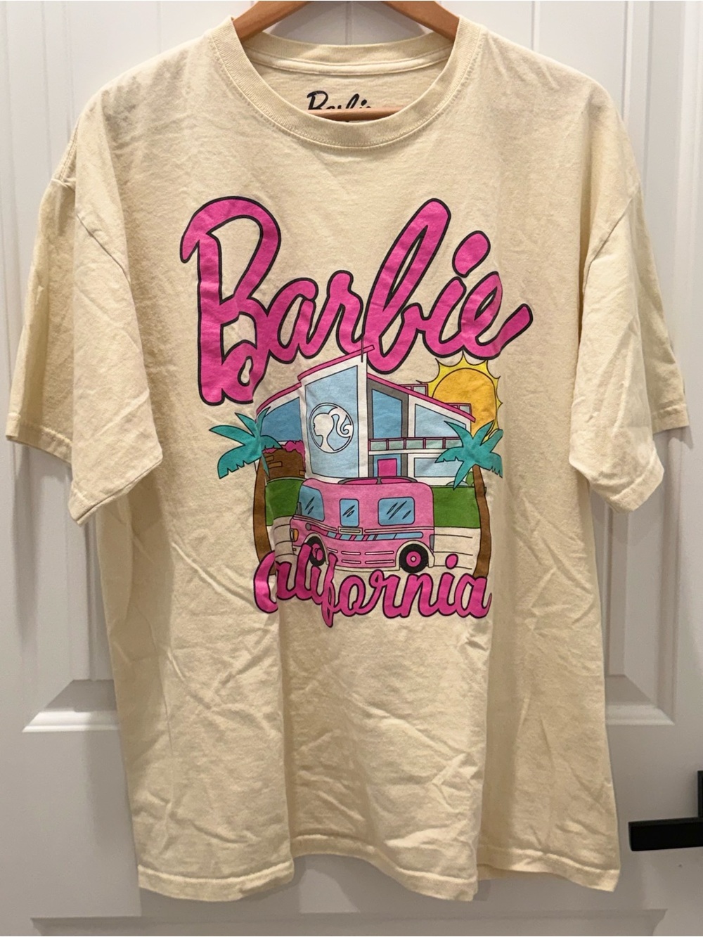 Barbie Cream Tee with Pink & Teal California Graphic